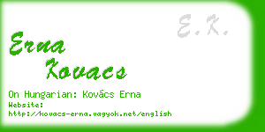 erna kovacs business card
